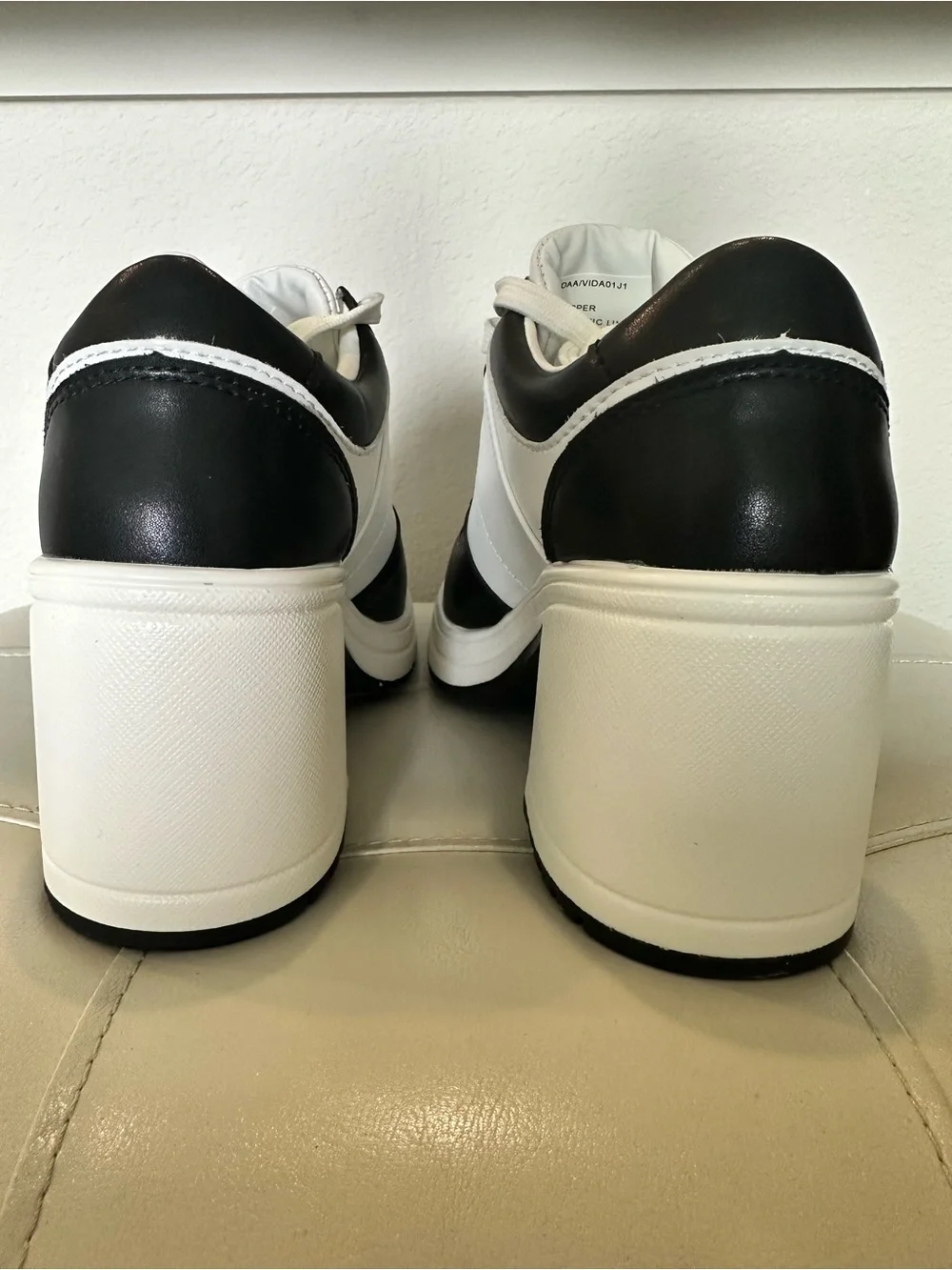 Madden Girl Black and White Platform Sneakers with Thick Sole